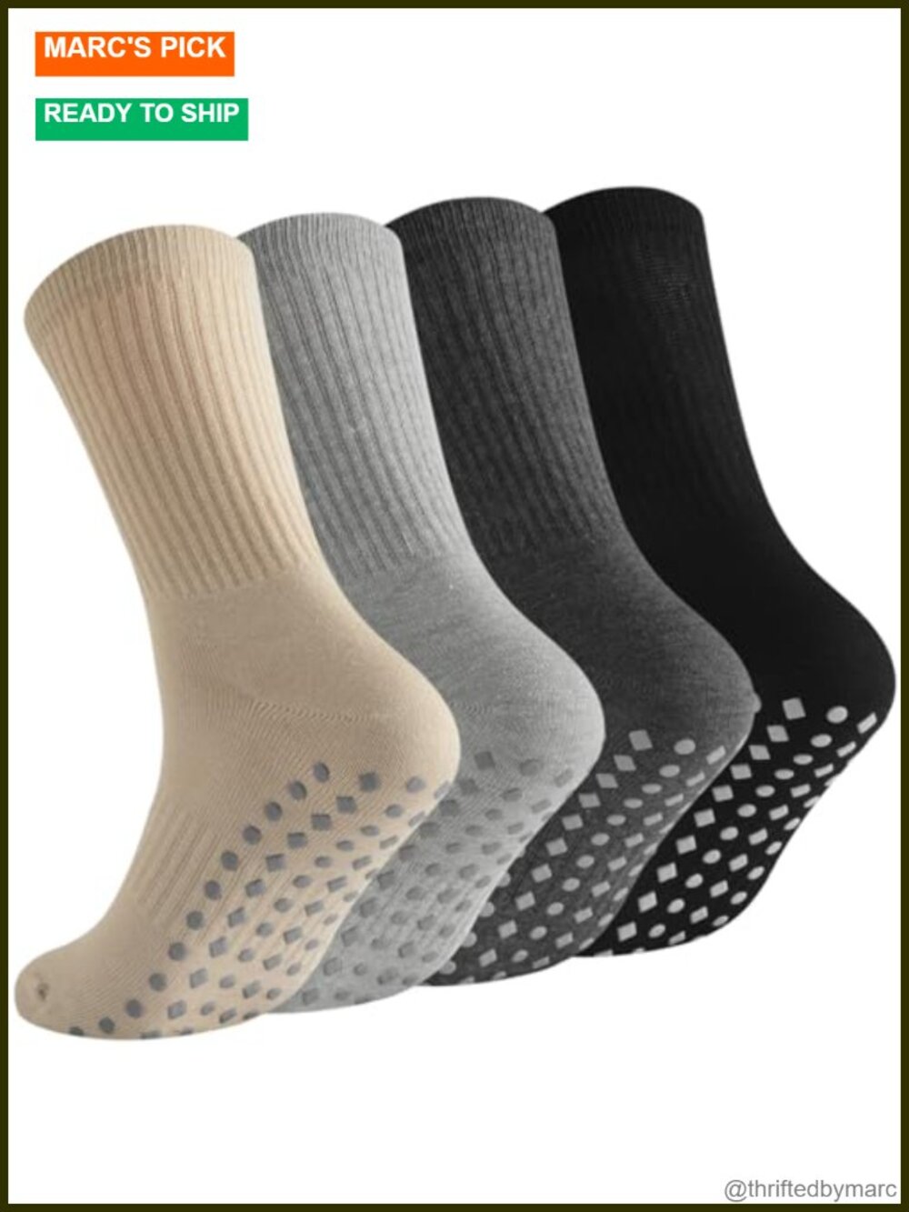 Non Slip Grip Socks Crew Grippy Socks for Hospital Pilates Yoga